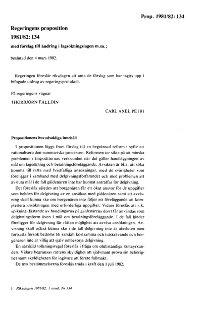 Omslaget till prop. 1981/82:134