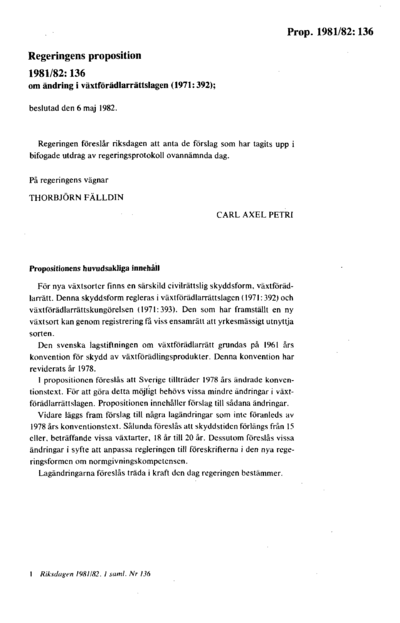 Omslaget till prop. 1981/82:136