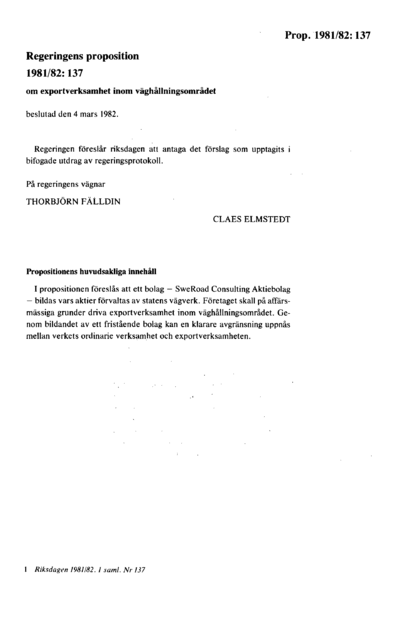 Omslaget till prop. 1981/82:137