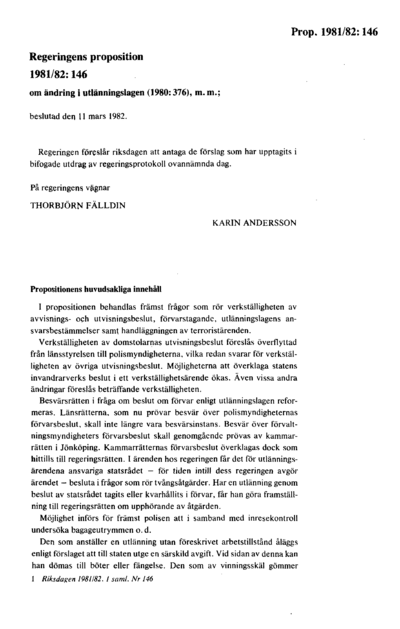 Omslaget till prop. 1981/82:146