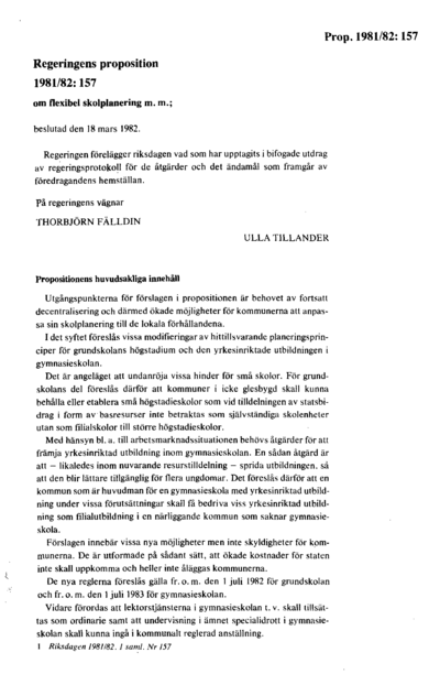 Omslaget till prop. 1981/82:157