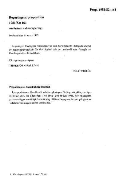 Omslaget till prop. 1981/82:161