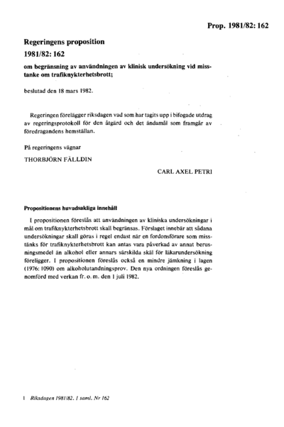 Omslaget till prop. 1981/82:162