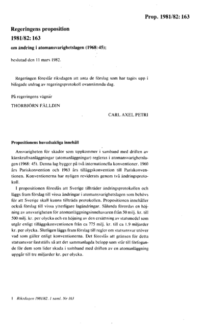 Omslaget till prop. 1981/82:163