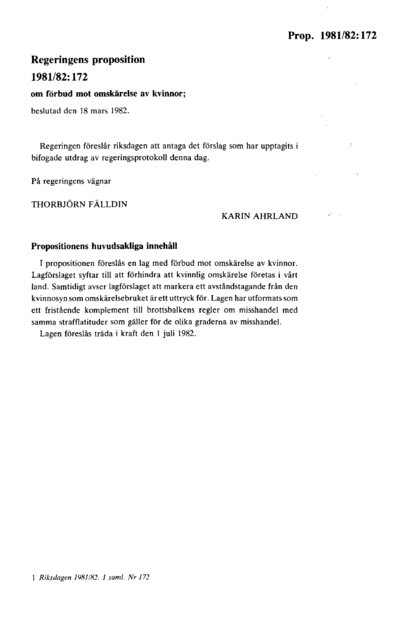 Omslaget till prop. 1981/82:172
