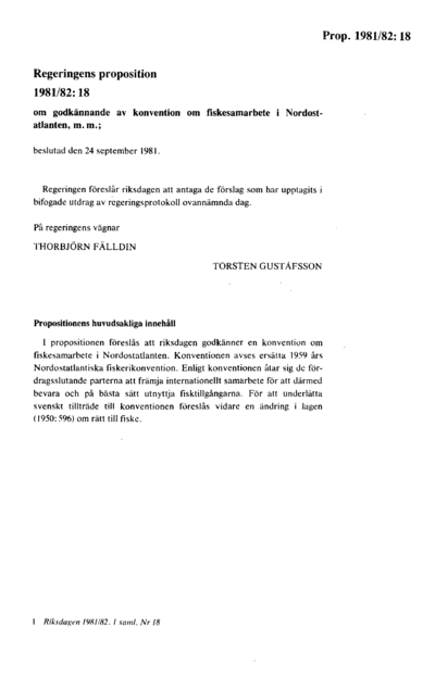 Omslaget till prop. 1981/82:18