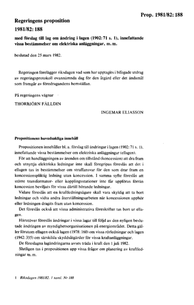 Omslaget till prop. 1981/82:188