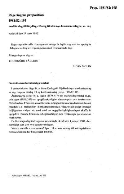 Omslaget till prop. 1981/82:195