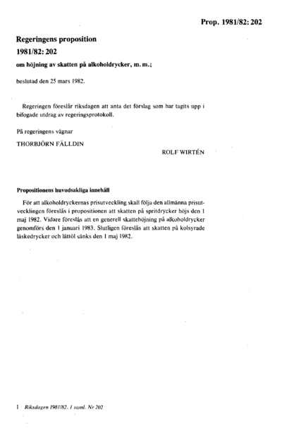 Omslaget till prop. 1981/82:202