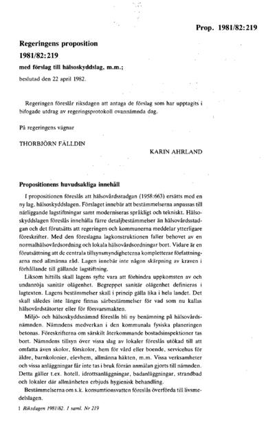 Omslaget till prop. 1981/82:219