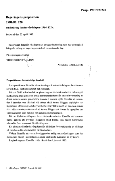 Omslaget till prop. 1981/82:220