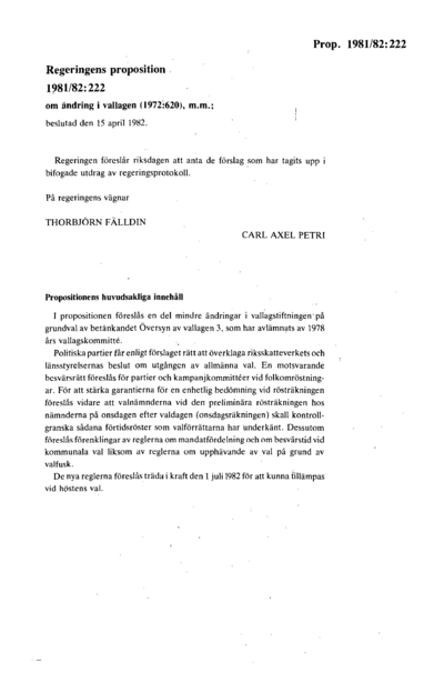 Omslaget till prop. 1981/82:222