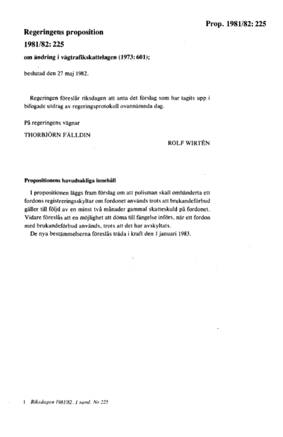 Omslaget till prop. 1981/82:225