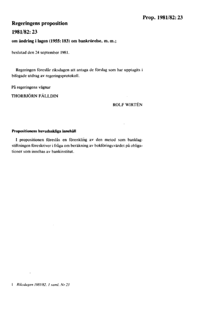 Omslaget till prop. 1981/82:23