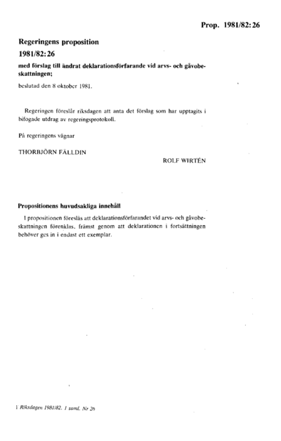 Omslaget till prop. 1981/82:26