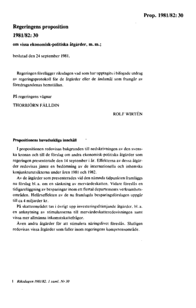 Omslaget till prop. 1981/82:30