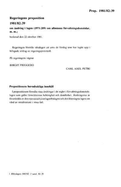 Omslaget till prop. 1981/82:39