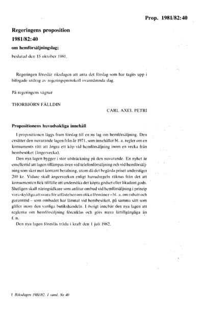 Omslaget till prop. 1981/82:40
