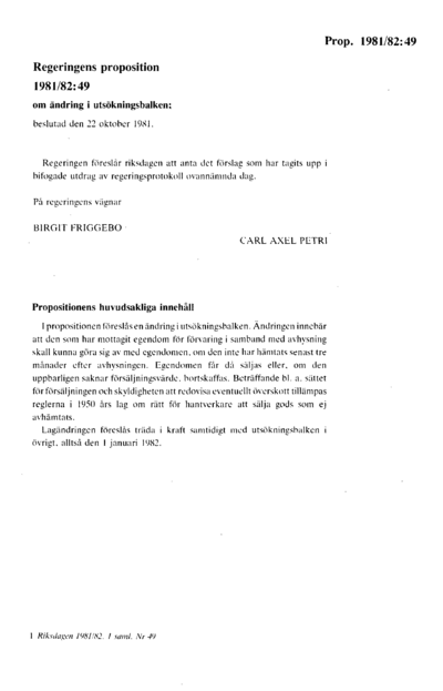 Omslaget till prop. 1981/82:49