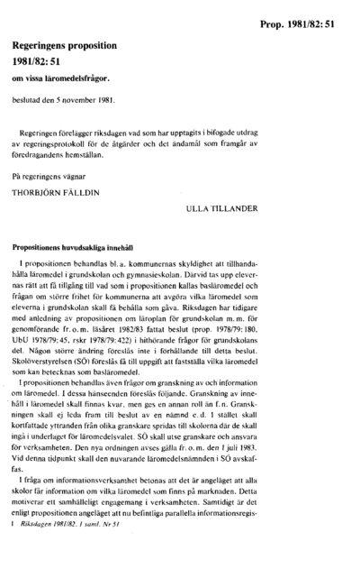 Omslaget till prop. 1981/82:51