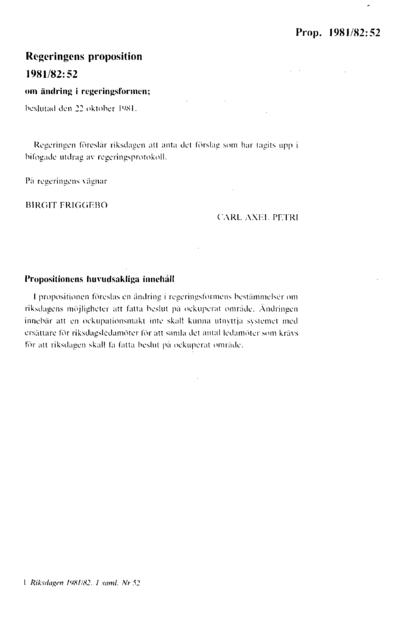 Omslaget till prop. 1981/82:52