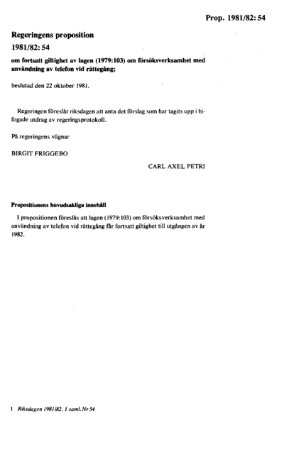 Omslaget till prop. 1981/82:54