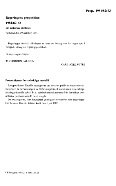 Omslaget till prop. 1981/82:63