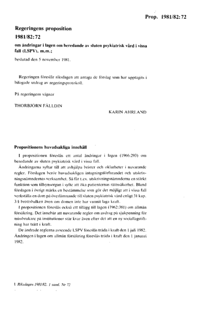 Omslaget till prop. 1981/82:72