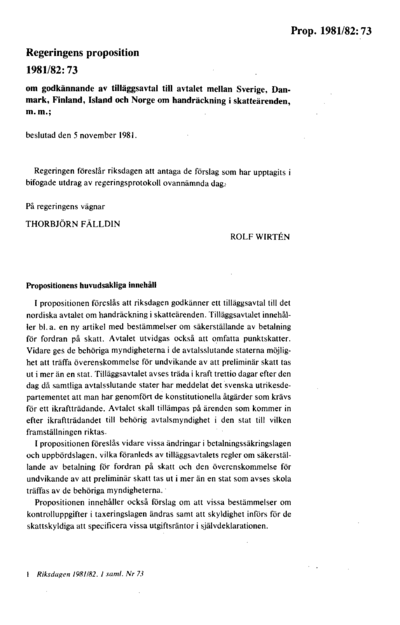 Omslaget till prop. 1981/82:73
