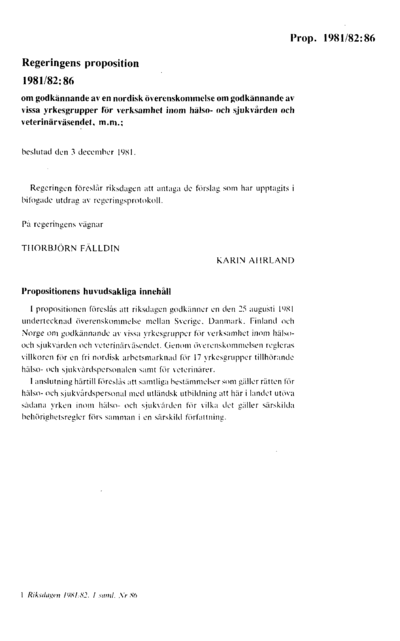 Omslaget till prop. 1981/82:86