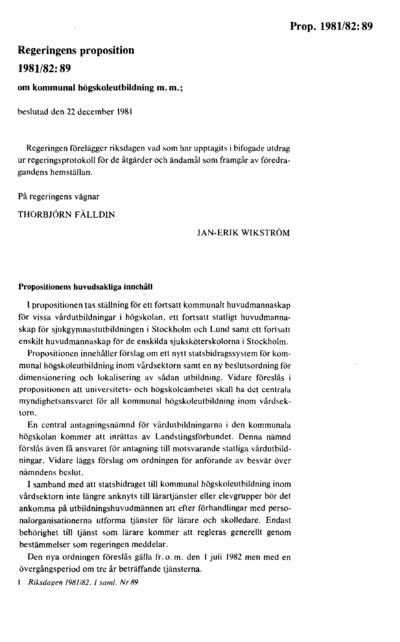Omslaget till prop. 1981/82:89