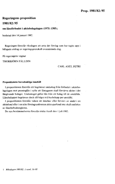 Omslaget till prop. 1981/82:95