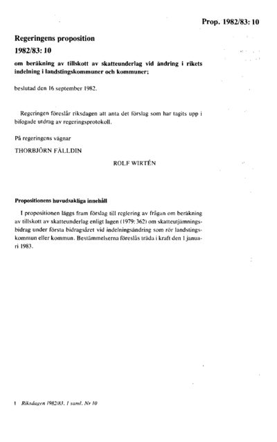 Omslaget till prop. 1982/83:10