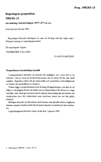 Omslaget till prop. 1982/83:13