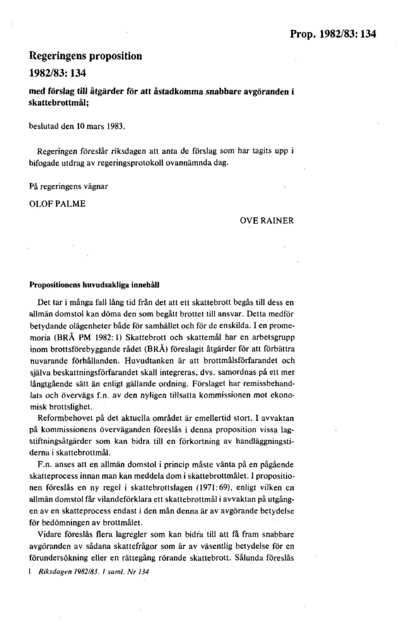 Omslaget till prop. 1982/83:134