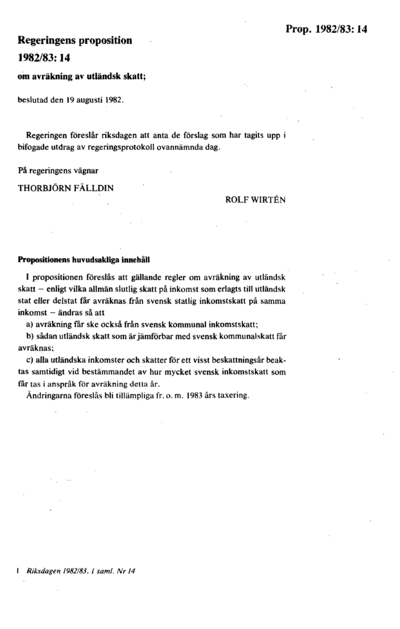 Omslaget till prop. 1982/83:14