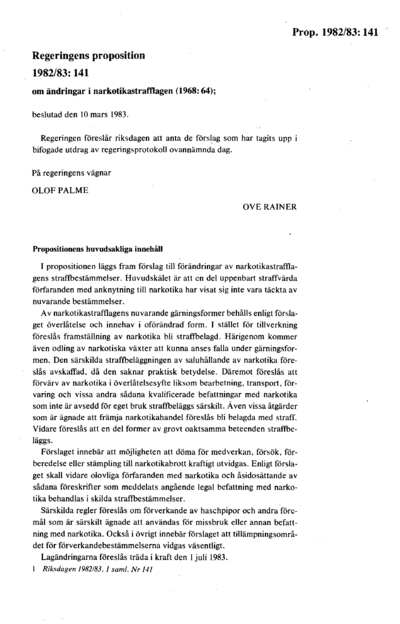 Omslaget till prop. 1982/83:141