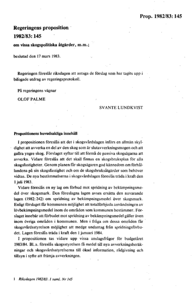 Omslaget till prop. 1982/83:145