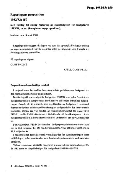 Omslaget till prop. 1982/83:150