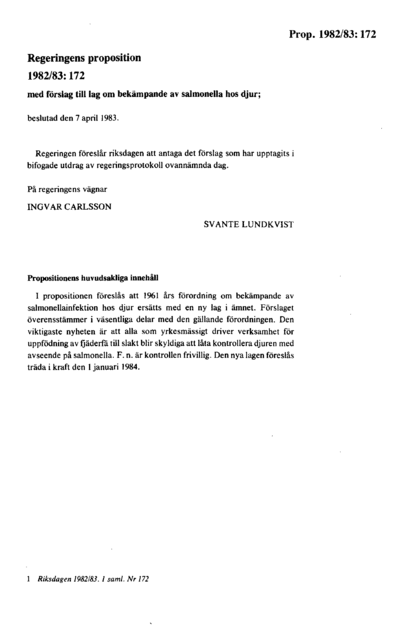 Omslaget till prop. 1982/83:172