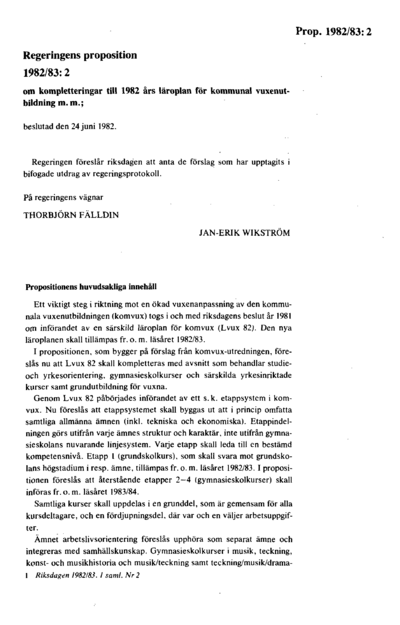 Omslaget till prop. 1982/83:2