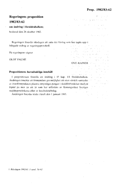 Omslaget till prop. 1982/83:62