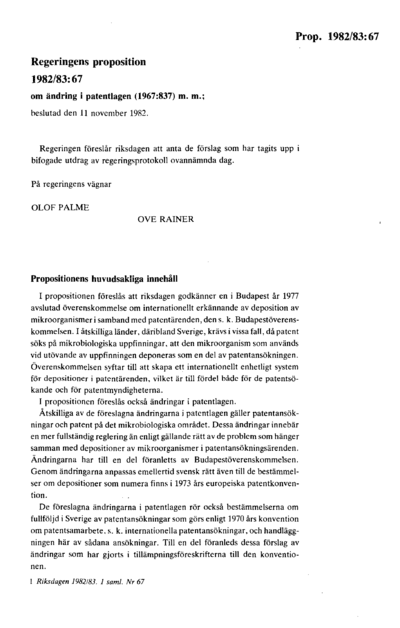 Omslaget till prop. 1982/83:67