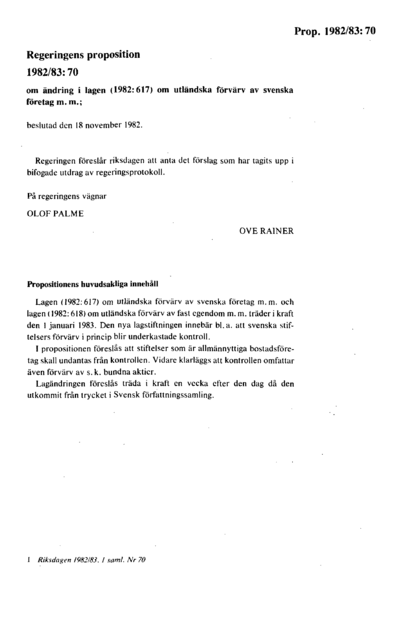 Omslaget till prop. 1982/83:70