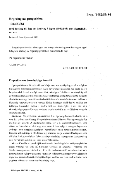 Omslaget till prop. 1982/83:84