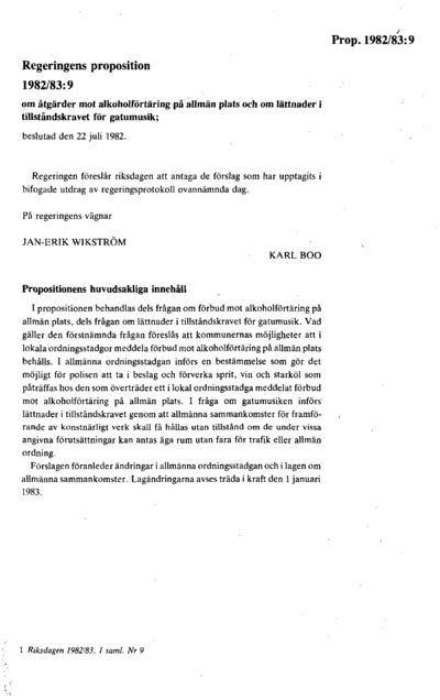 Omslaget till prop. 1982/83:9