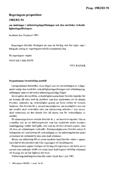 Omslaget till prop. 1982/83:91