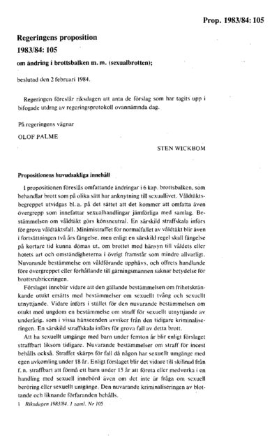 Omslaget till prop. 1983/84:105