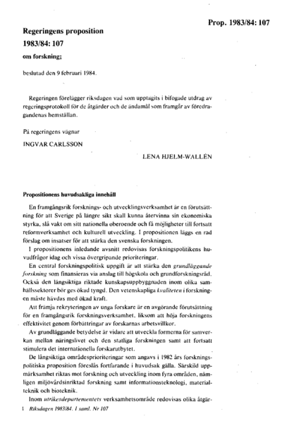 Omslaget till prop. 1983/84:107
