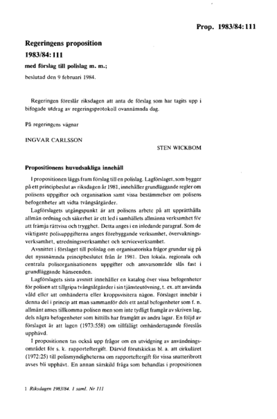 Omslaget till prop. 1983/84:111